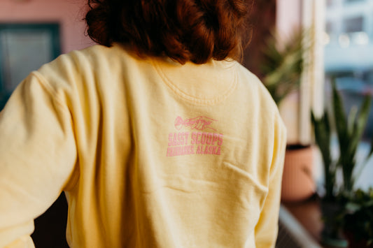 Yellow SASSY Crewneck block letters