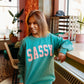 Seafoam SASSY Crewneck block letters
